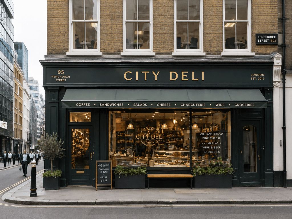 Shop on a London street corner